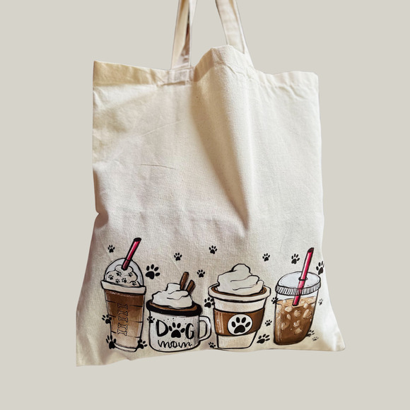 Tote Bag, the perfect blend of neutral and chic!  Dog and coffee lovers only! - Picture 2 of 12